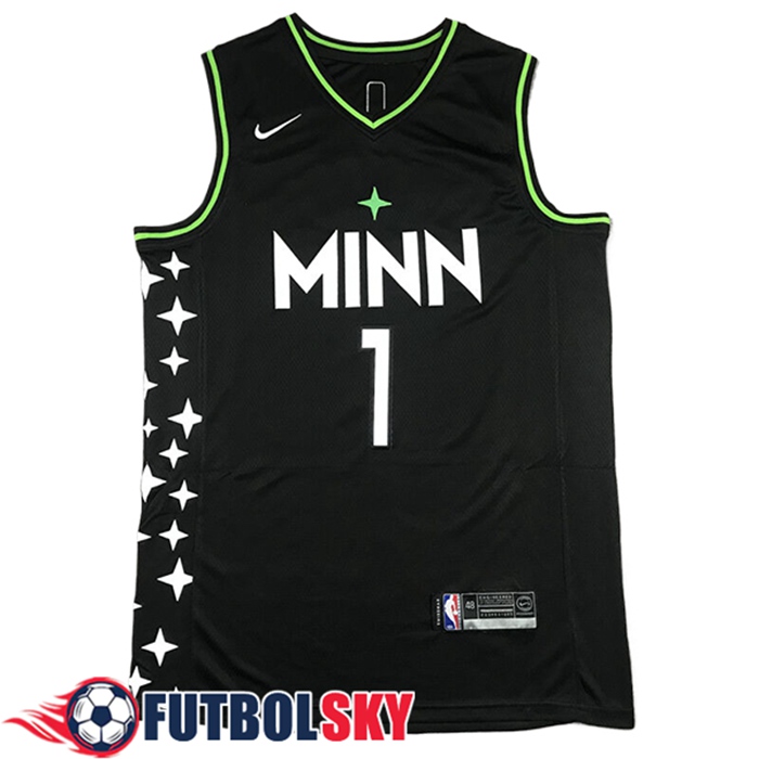 Camisetas Minnesota Timberwolves (EDWARDS #1) 2024/25 Negro/Verde