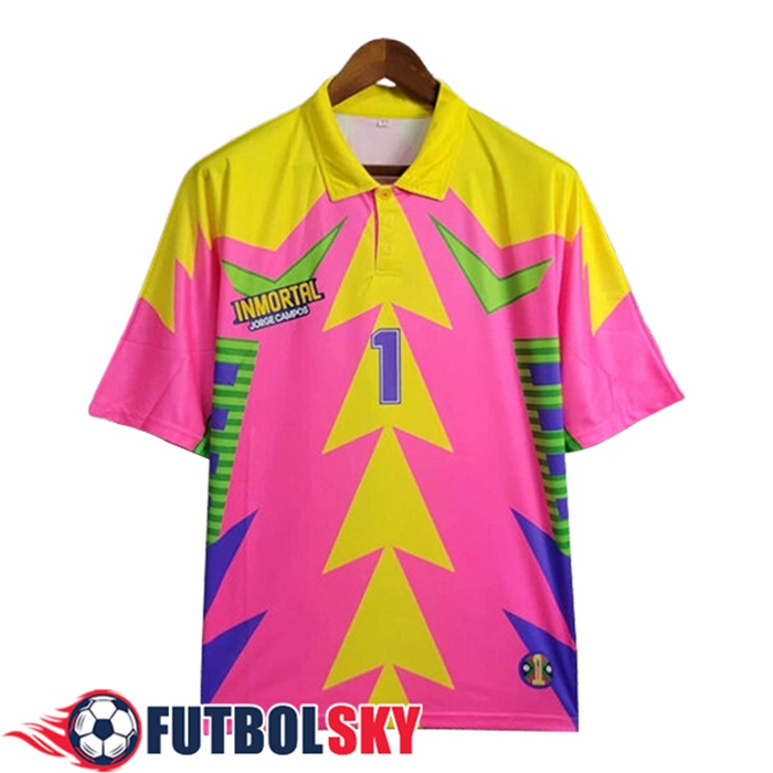 Camisetas De Futbol México Retro Portero Rosa/Amarillo