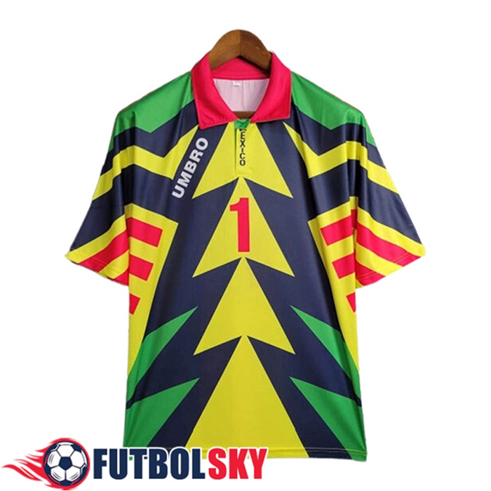 Camisetas De Futbol México Retro Portero Amarillo/Azul