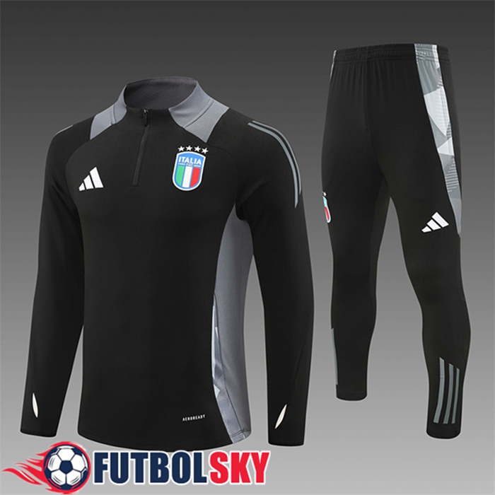 Chandal Equipos De Futbol Italia Ninos Negro/Gris 2024/2025 -02