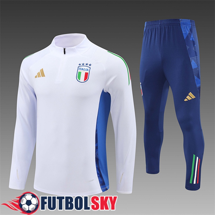 Chandal Equipos De Futbol Italia Ninos Blanco/Azul 2024/2025 -06