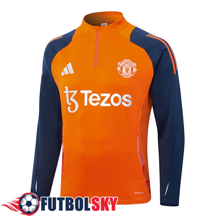 Sudadera De Entrenamiento Manchester United Naranja/Azul 2024/2025