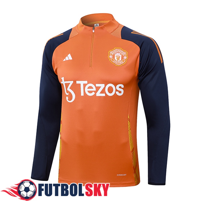 Sudadera De Entrenamiento Manchester United Naranja/Azul 2024/2025