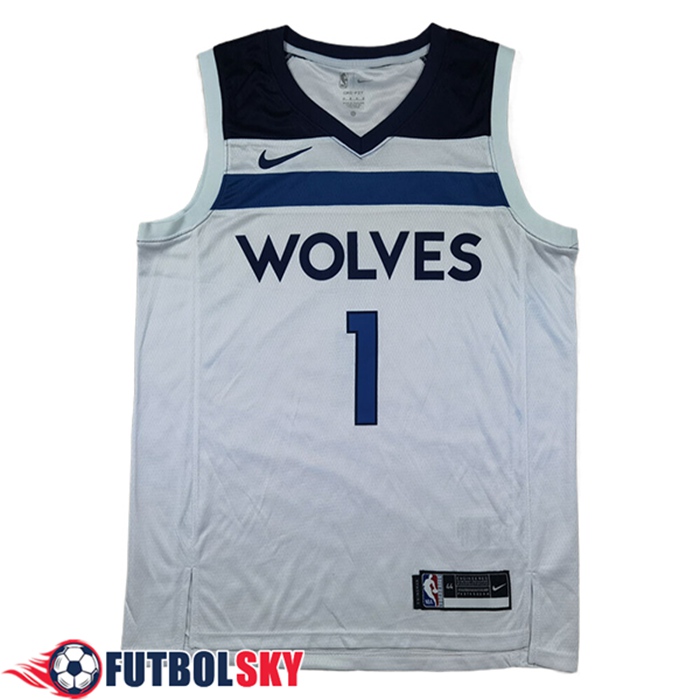Camisetas Minnesota Timberwolves (EDWARDS #1) 2024/25 Blanco/Azul