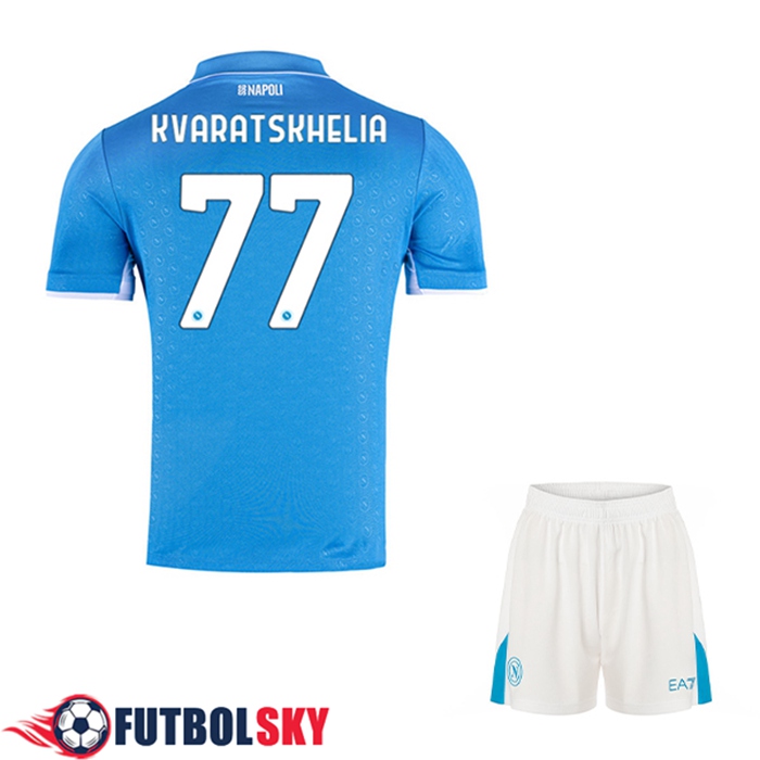 Camisetas De Futbol SSC Napoli (KVARATSKHELIA #77) Ninos Primera 2024/2025