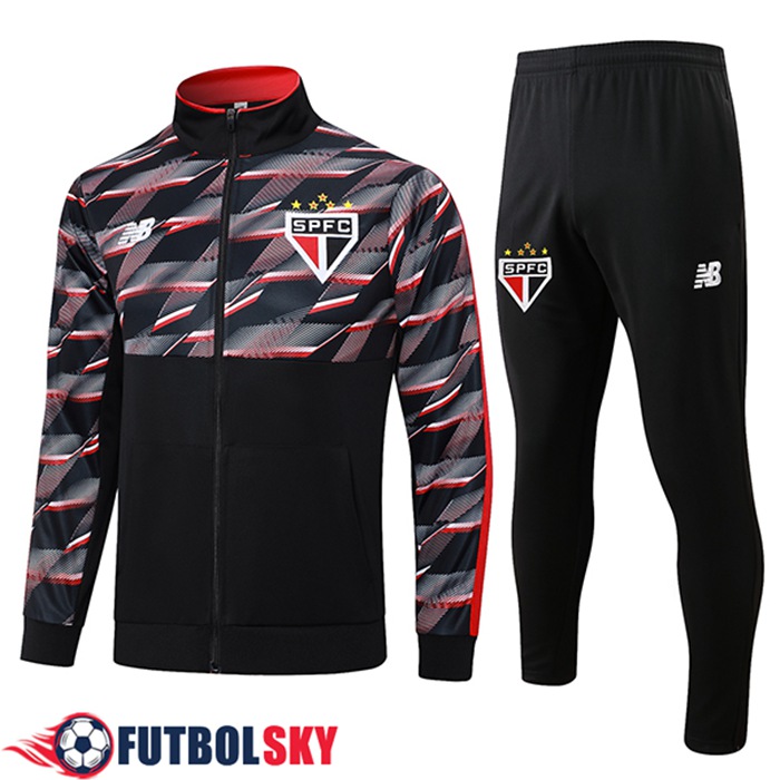 Chandal Equipos De Futbol Chaquetas Sao Paulo FC Negro/Rojo 2024/2025