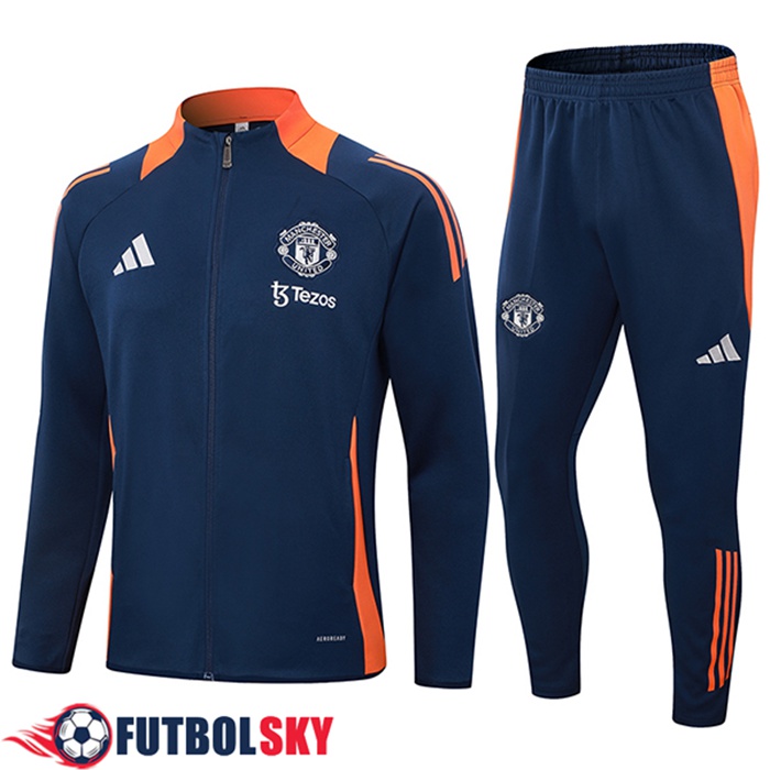 Chandal Equipos De Futbol Chaqueta Manchester United Azul/Naranja 2024/2025