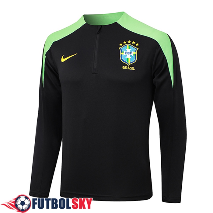 Sudadera De Entrenamiento Brasil Negro/Verde 2024/2025