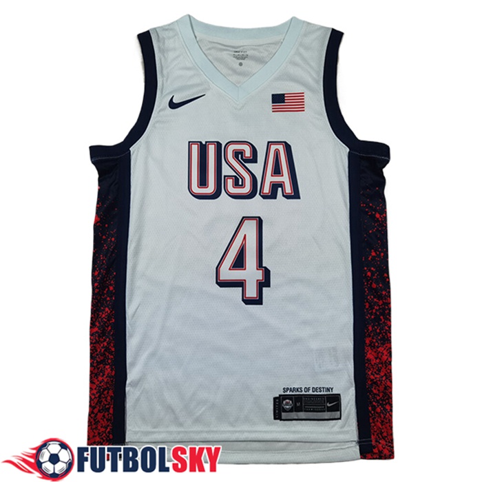 Camisetas De Futbol USA (CURRY #4) 2024/25 Blanco/Negro/Rojo