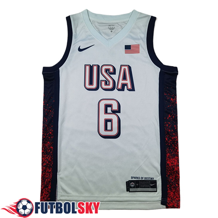 Camisetas De Futbol USA (JAMES #6) 2024/25 Blanco/Negro/Rojo