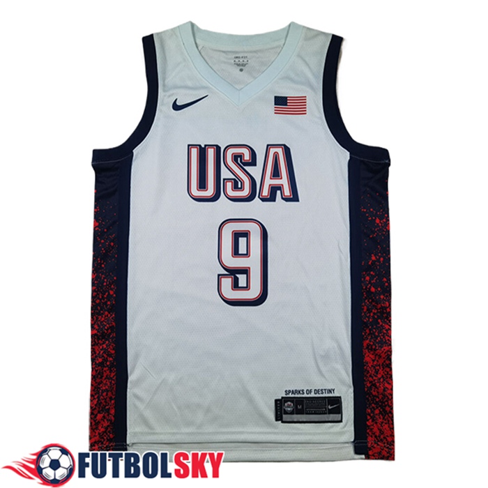 Camisetas De Futbol USA (HALIBURTON #9) 2024/25 Blanco/Negro/Rojo