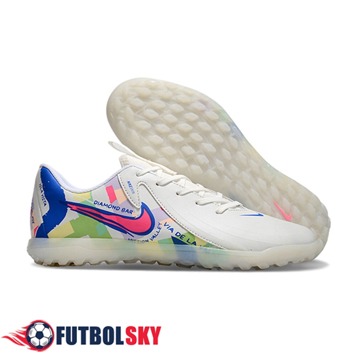 Nike Botas De Fútbol PHANTOM GX II CLUB TF Blanco/Verde/Rosa