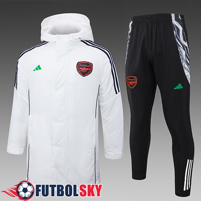 Chandal Plumas Con Capucha Arsenal Blanco/Negro 2024/2025