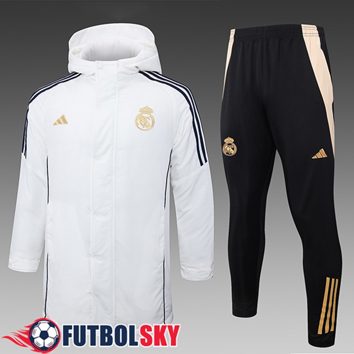 Chandal Plumas Con Capucha Real Madrid Blanco/Negro/Amarillo 2024/2025