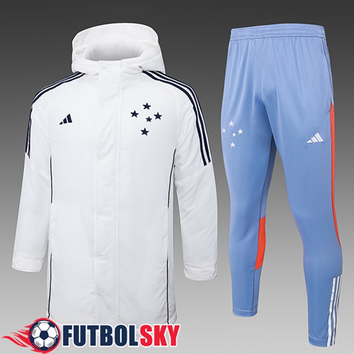 Chandal Plumas Con Capucha Cruzeiro Blanco/Negro/Azul/Naranja 2024/2025