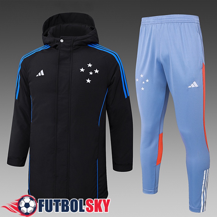 Chandal Plumas Con Capucha Cruzeiro Negro/Azul/Naranja 2024/2025