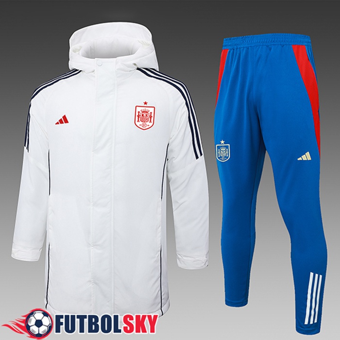 Chandal Plumas Con Capucha España Blanco/Negro 2024/2025