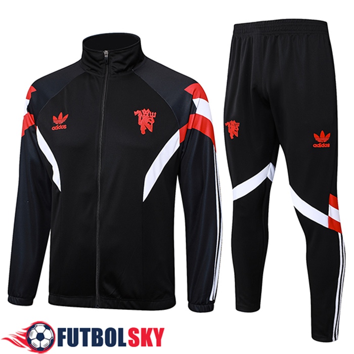 Chandal Equipos De Futbol Chaquetas Manchester United Negro/Rojo/Blanco 2024/2025
