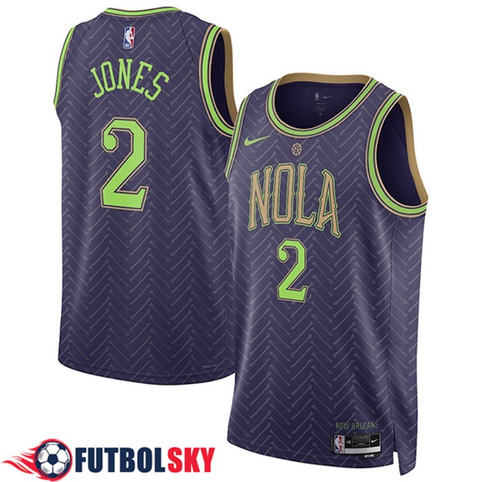 Camisetas De Futbol New Orleans Pelicans (JONES #2) 2024/25 Violeta/Verde