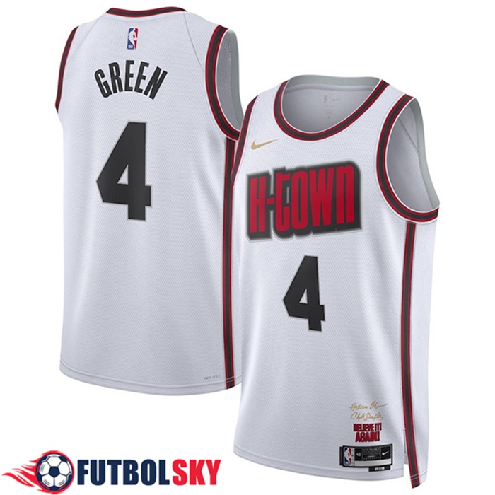 Camisetas De Futbol Houston Rockets (GREEN #4) 2024/25 Blanco/Rojo/Negro