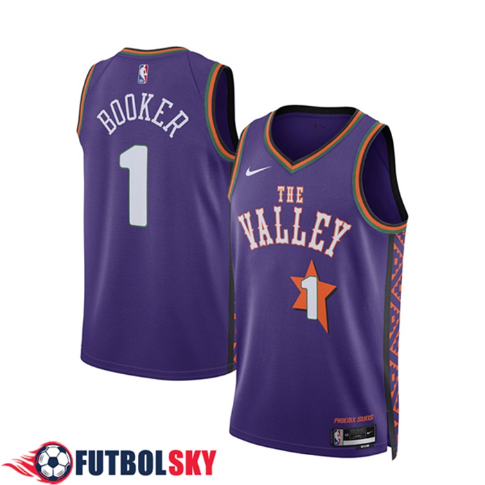Camisetas De Futbol Phoenix Suns (BOOKER #1) 2024/25 Violeta/Blanco