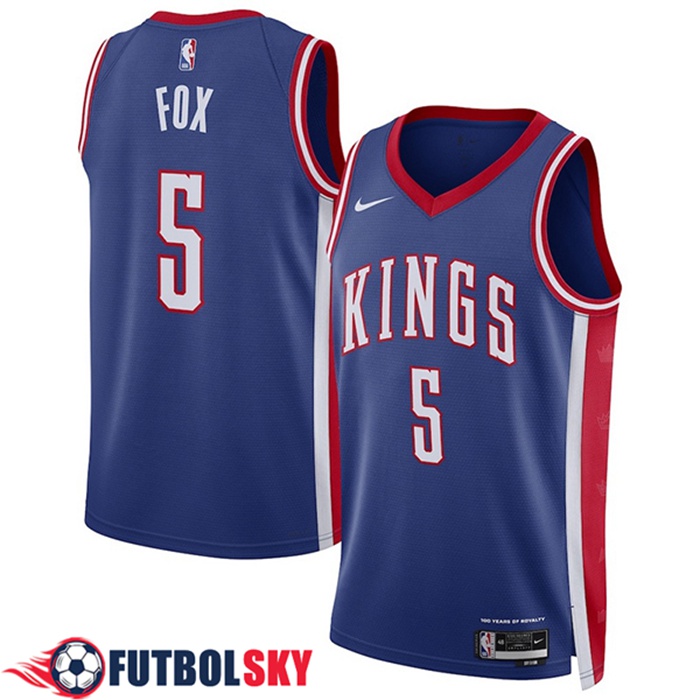 Camisetas De Futbol Sacramento Kings (FOX #5) 2024/25 Azul/Rojo/Blanco