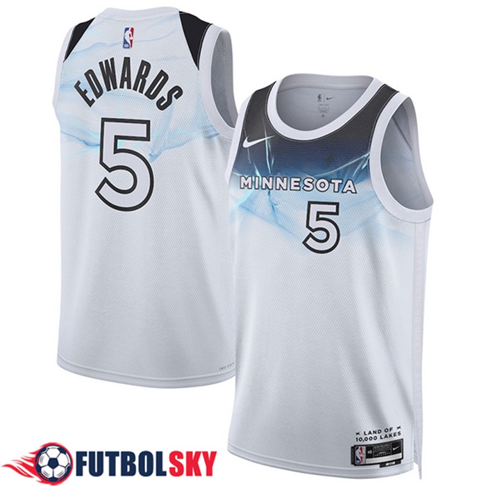 Camisetas De Futbol Minnesota Timberwolves (EDWARDS #5) 2024/25 Blanco/Azul -03
