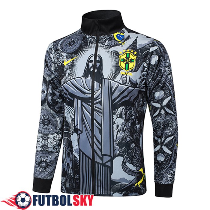 Chaquetas Futbol Brasil Gris/Negro 2024/2025