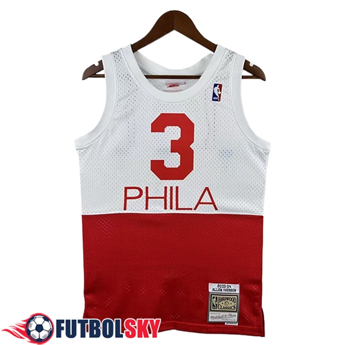 Camisetas NBA Philadelphia 76ers (IVERSON #3) 2023/24 Blanco/Rojo