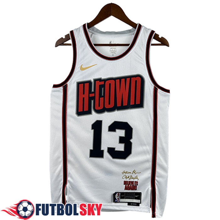 Camisetas Houston Rockets (HARDEN #13) 2025/26 Blanco/Rojo/Negro