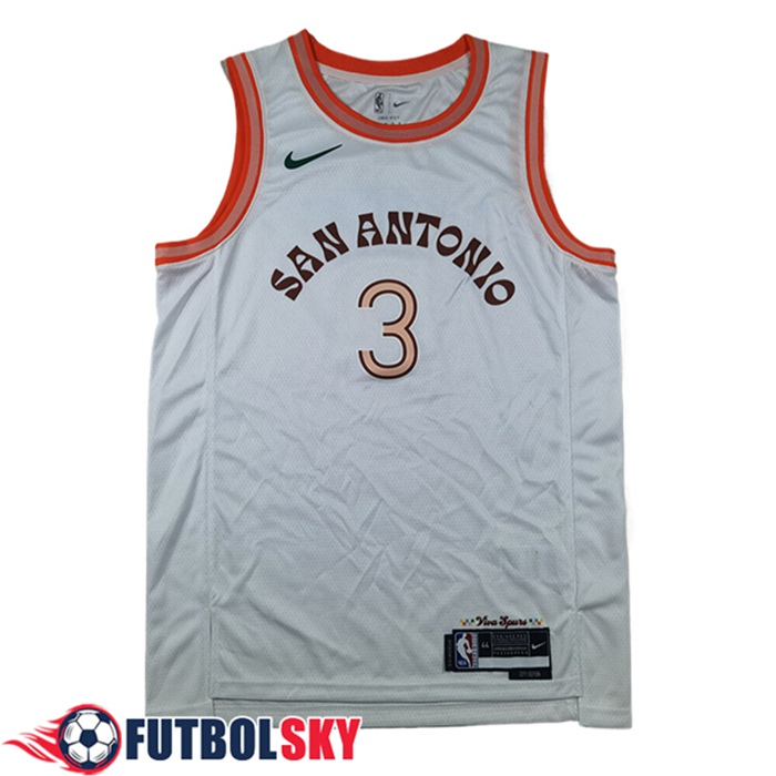 Camisetas NBA San Antonio Spurs (PAUL #3) 2024/25 Blanco/Naranja