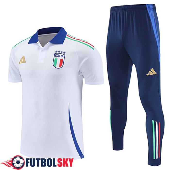 Camiseta Polo Italia Blanco/Azul 2025/2026