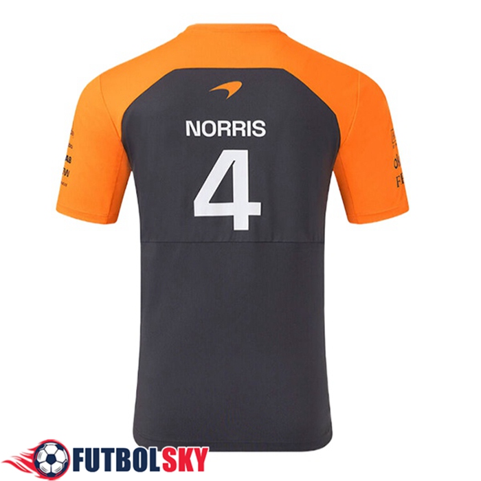 Camiseta de manga corta McLaren (NORRIS #4) F1 Team Negro/Naranja 2025