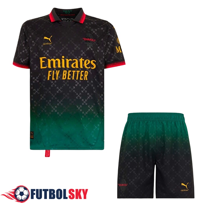Nueva Camisetas De Futbol AC Milan Ninos Fourth Negro 2024/2025