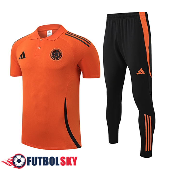 Camiseta Polo Colombia Naranja/Negro 2025/2026