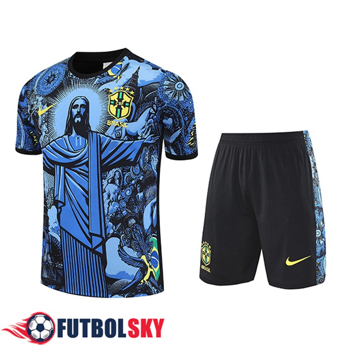 Camiseta Entrenamiento Brasil Ninos Azul/Negro 2025/2026