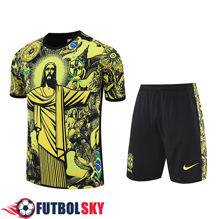 Camiseta Entrenamiento Brasil Ninos Amarillo/Negro 2025/2026