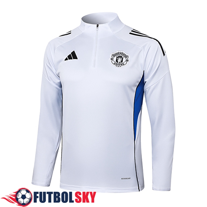 Sudadera De Entrenamiento Manchester United Blanco/Azul 2025/2026
