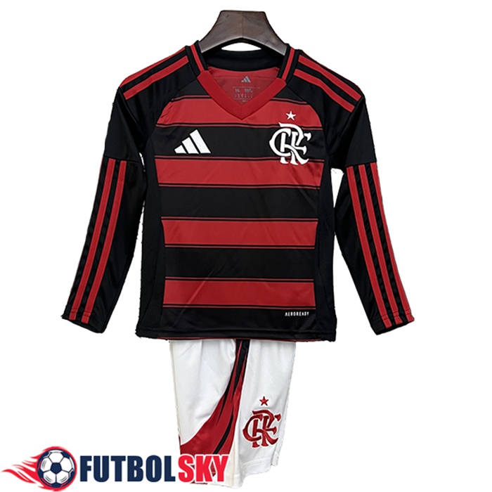 Nueva Camisetas De Futbol Flamengo Ninos Manga Largas Primera 2025/2026