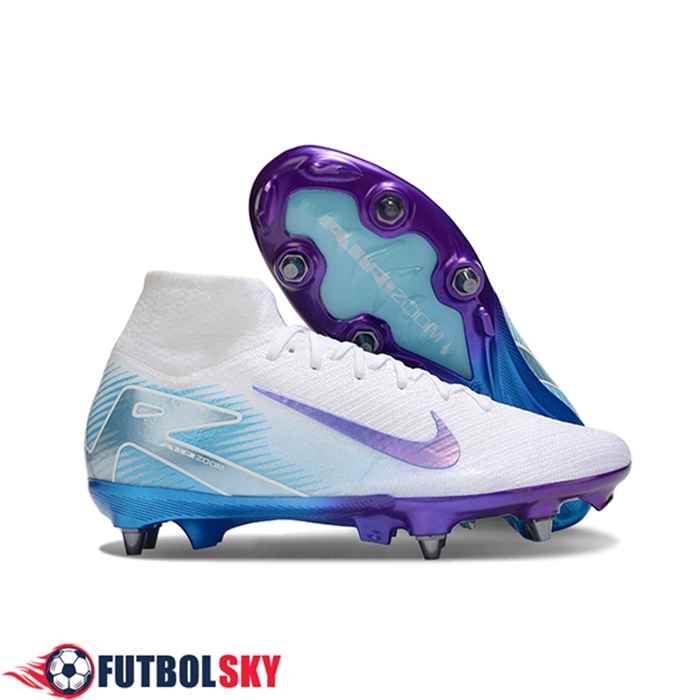 Nike Botas De Fútbol Air Zoom Mercurial Superfly IIX Elite SG Blanco/Azul/Violeta