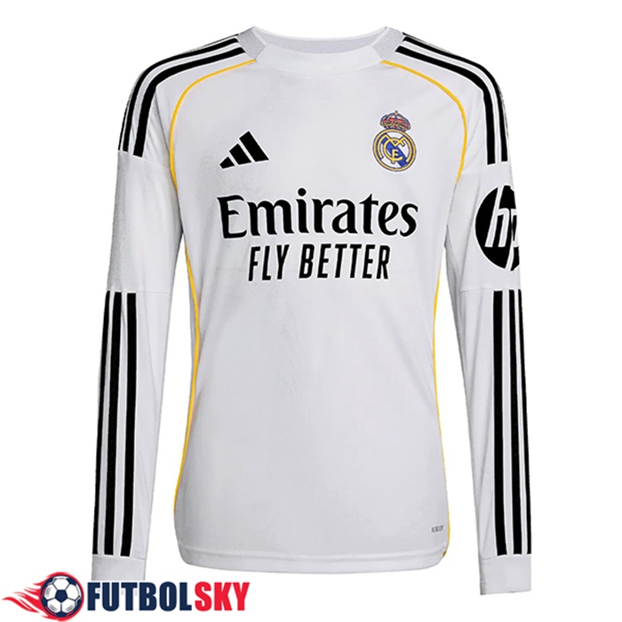 Nueva Camisetas De Futbol Real Madrid Manga Largas Primera 2025/2026