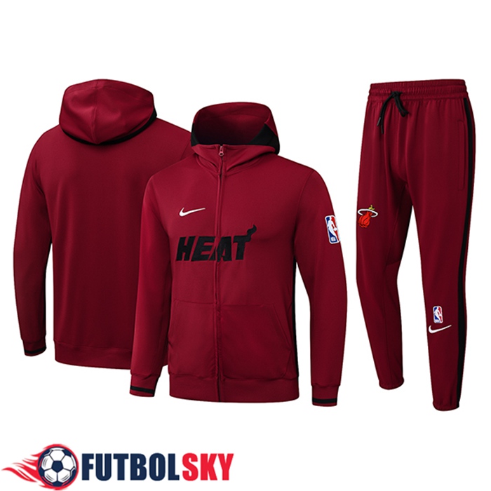 Chaqueta Con Capucha Chandal Rompevientos Miami Heat Rojo/Amarillo 2025/2026