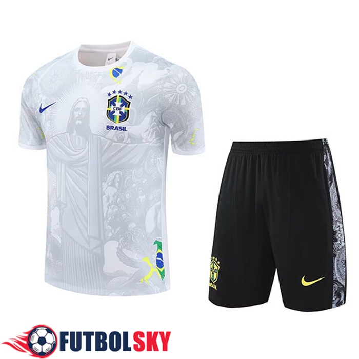Camiseta Entrenamiento Brasil Ninos Blanco/Gris 2025/2026