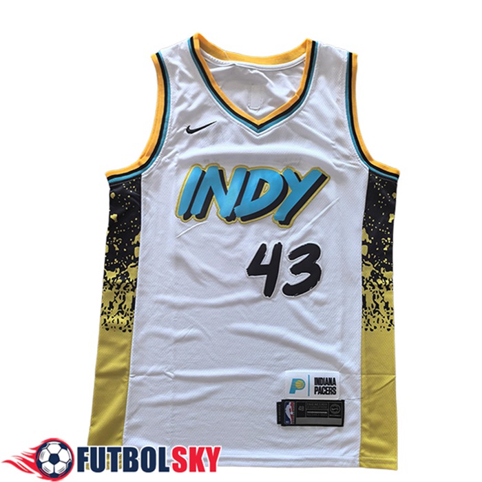 Camisetas NBA Indiana Pacers (SIAKAM #32) 2025/26 Blanco/Amarillo/Negro/Azul