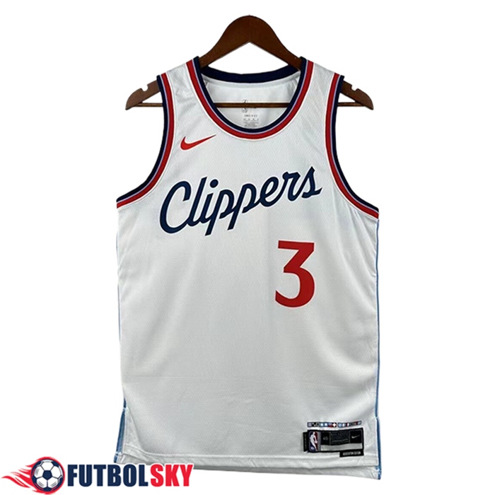 Camisetas De Futbol Los Angeles Clippers (PAUL #3) 2025/26 Blanco/Rojo