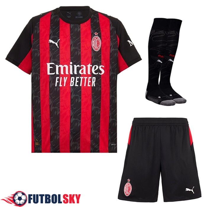 Camisetas Futbol AC Milan Primera (Cortos + Calcetines) 2025/2026