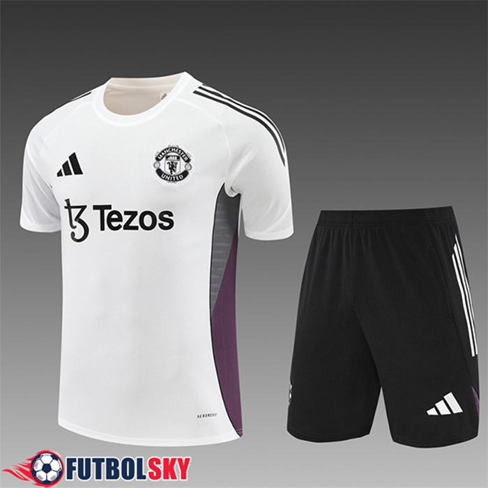 Camiseta Entrenamiento Manchester United Ninos Blanco/Gris/Violeta 2025/2026