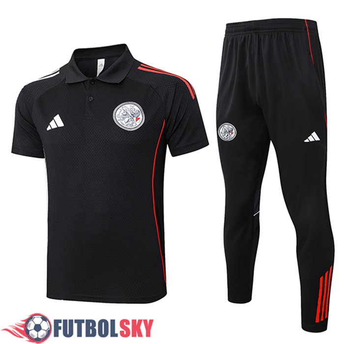 Camiseta Polo Ajax Negro/Rojo 2025/2026