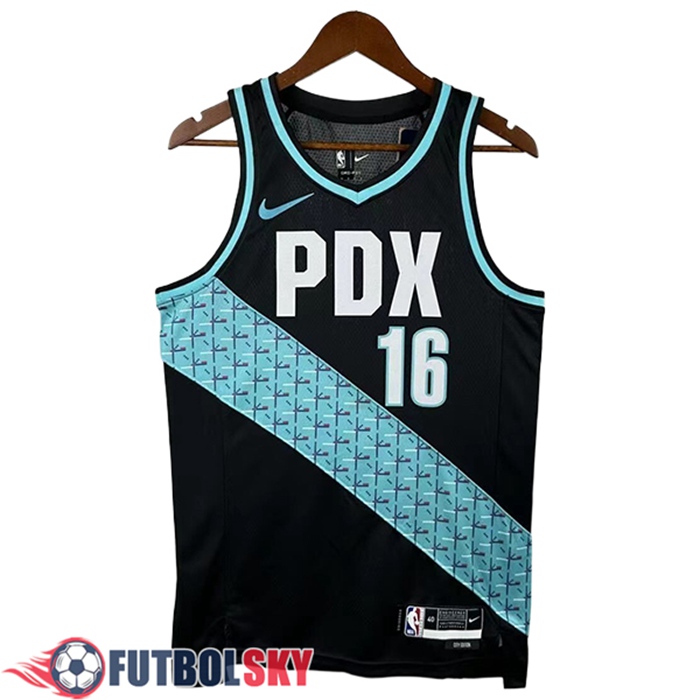 Camisetas De Futbol Portland Trail Blazers (YANG #16) 2025/26 Negro/Azul