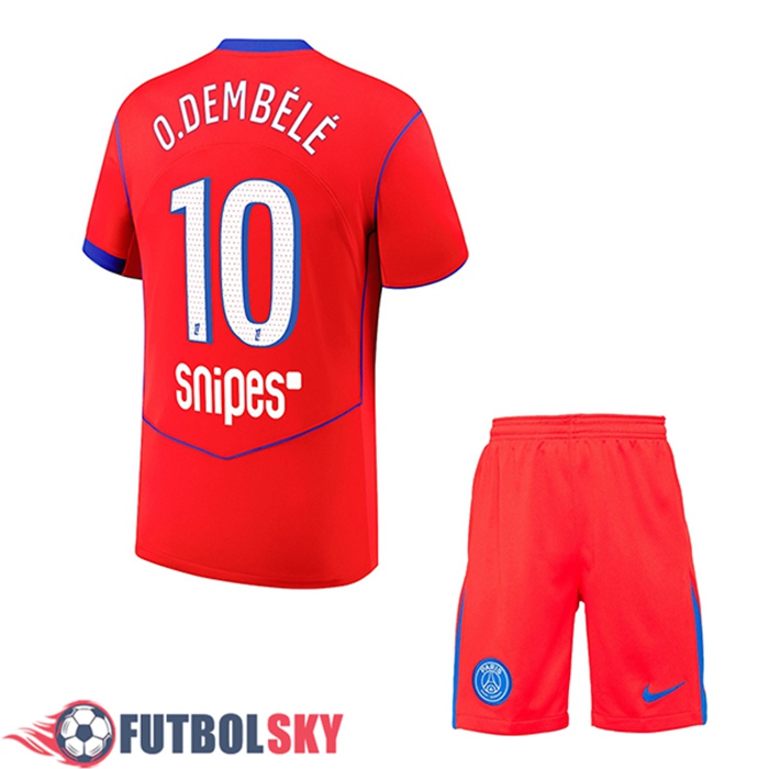 Camisetas De Futbol PSG (O.DEMBÉLÉ #10) Ninos Tercera 2025/2026